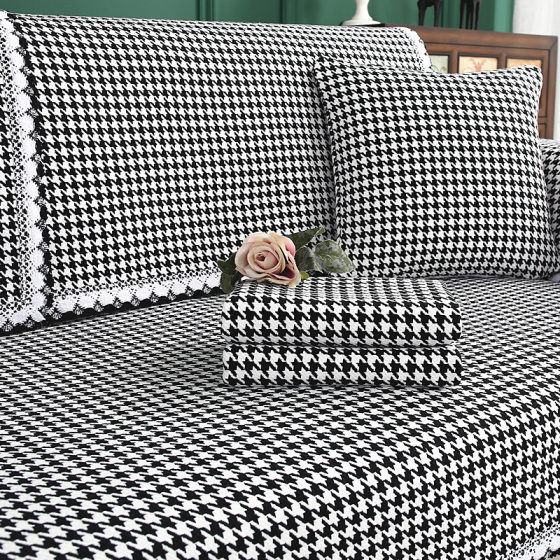 Cotton Linen Sofa Cushion Four Seasons Universal Non-slip Thickened Cushion Modern Simple Sofa Cover Cover Towel Houndstooth
