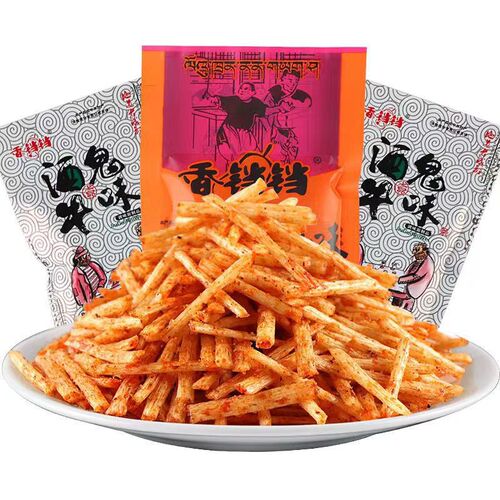 Hand-torn beef-flavored spicy sticks, gluten sticks, wholesale snacks, bulk goods, street stalls, ghost beef flavor, Korean pickled vegetables