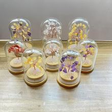 天然水晶玛瑙碎石生命树防尘罩水晶石发财树标本家居装饰展示摆件