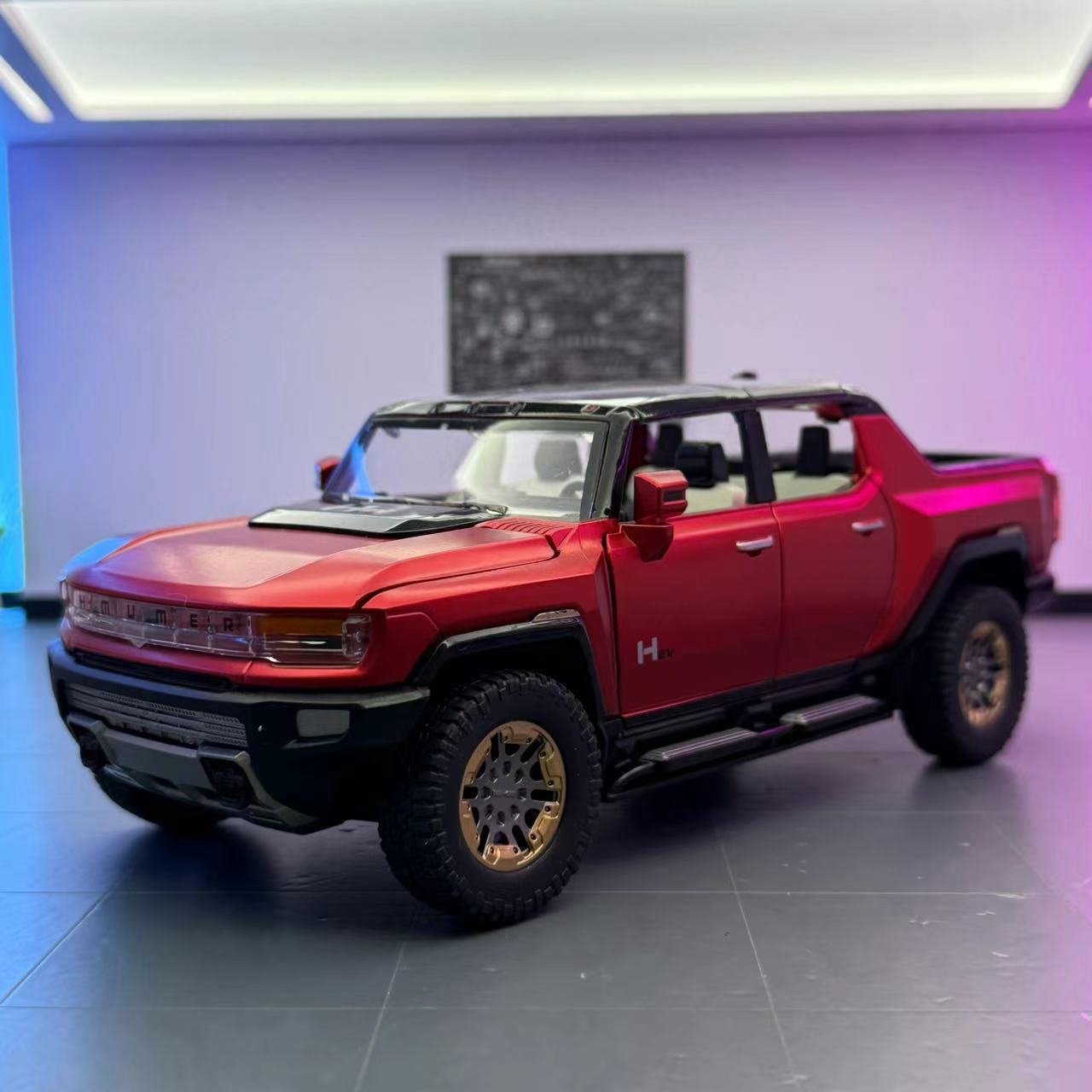 Famoso modelo de coche de aleación de arte 1:22 camión pickup Hummer vehículo todoterreno luz y sonido de retorno coche de juguete modelo de sonido decoración al por mayor