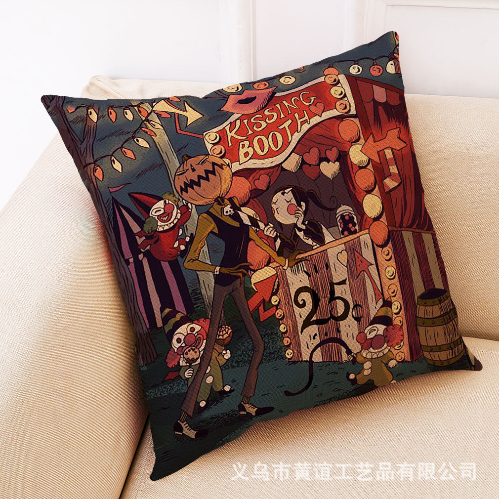 亚马逊 eBay 跨境新款南瓜先生图案棉麻汽车抱枕套办公室午睡抱枕