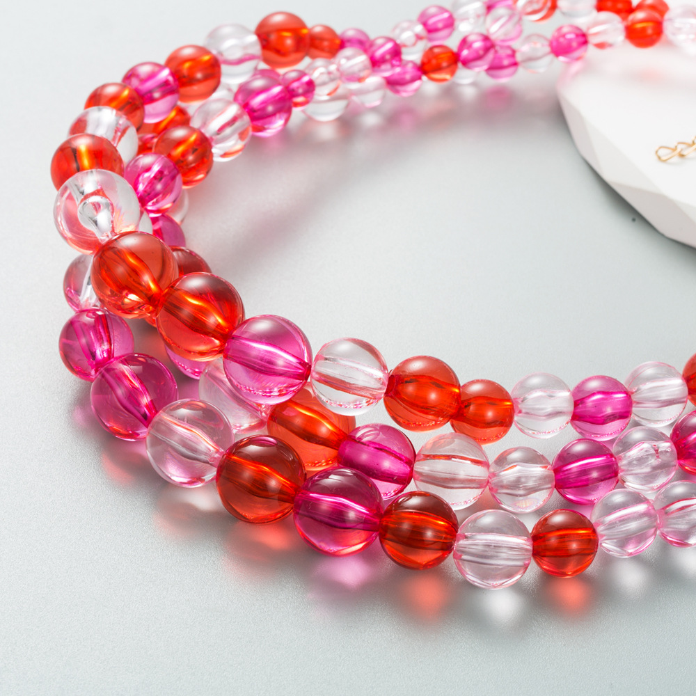 Fashion Color Block Alloy Beaded Plating Layered Necklaces