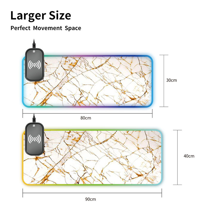 Marble Art Luminous RGB Gaming Mouse Pad LED Keyboard Pad