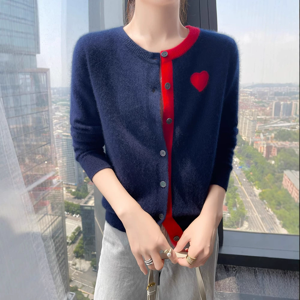 Кашемировый осенний кардиган, комфортное по телу пальто, с embroidery, круглого воротника