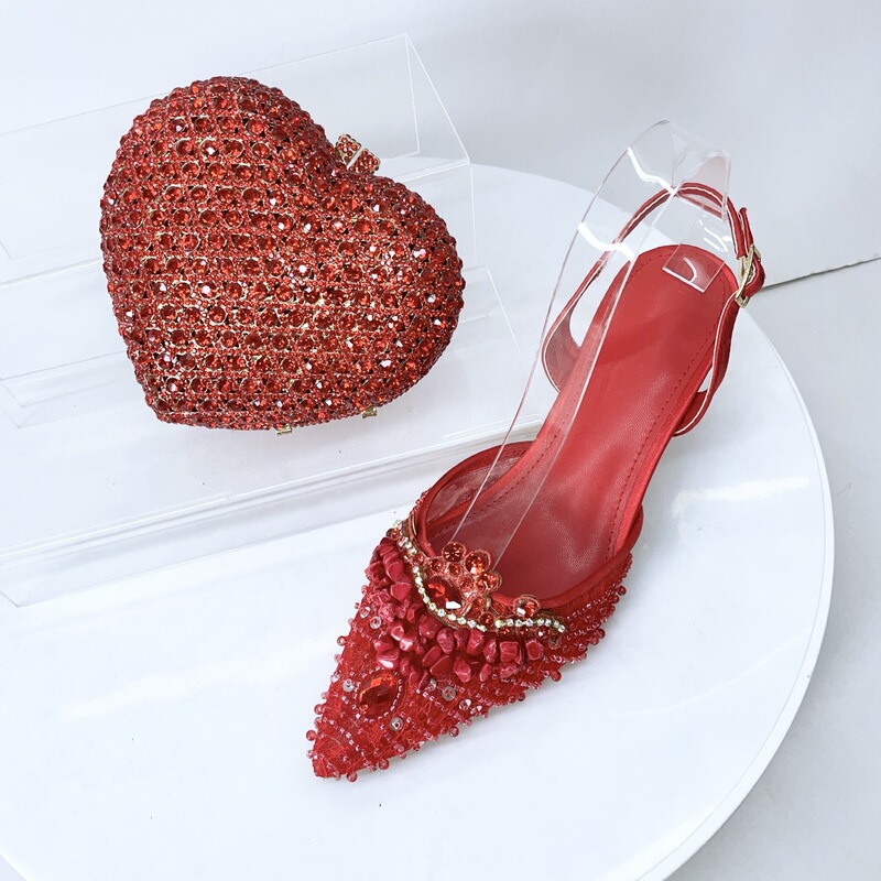 Xiyuan Women's Pointed Toe Crystal Sandals Women's New Bridal Full Diamond Wedding Shoes Rhinestone Flats High Heels Women