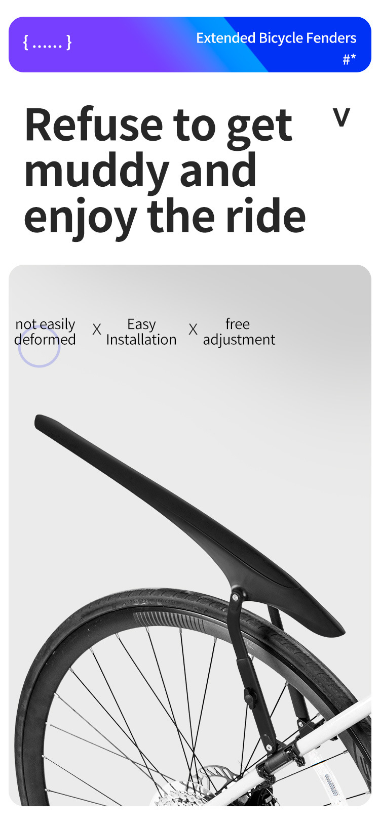Bicycle Fenders, Mountain Bikes, Road Bikes, Adjustable Rear Wheel Mudguards, Cycling Rain Protection Boards, Exclusively for Cross-Border Sales