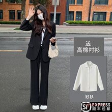 新款工作服正装公务员面试春秋黑色宽松西装女套装西服外套职业装