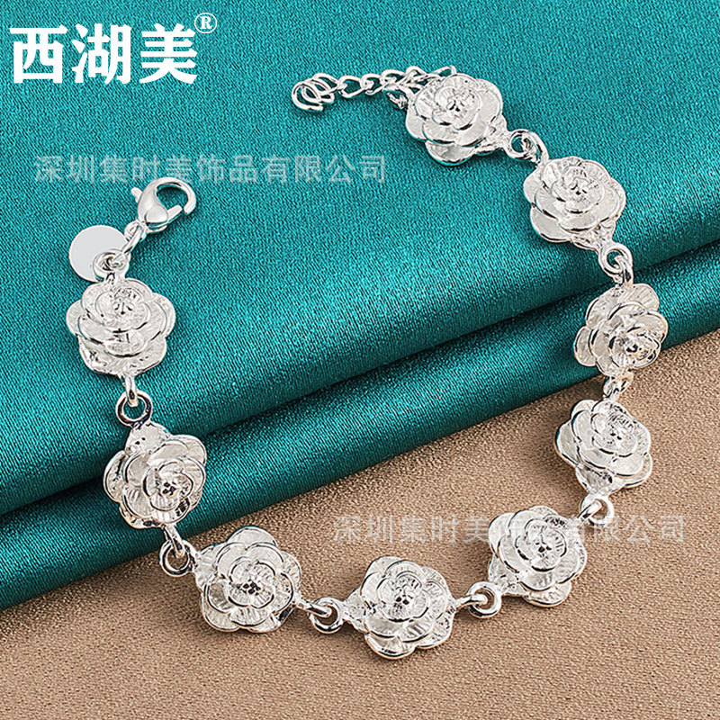 West Lake beautiful silver rose chain bracelet female jewelry jewelry