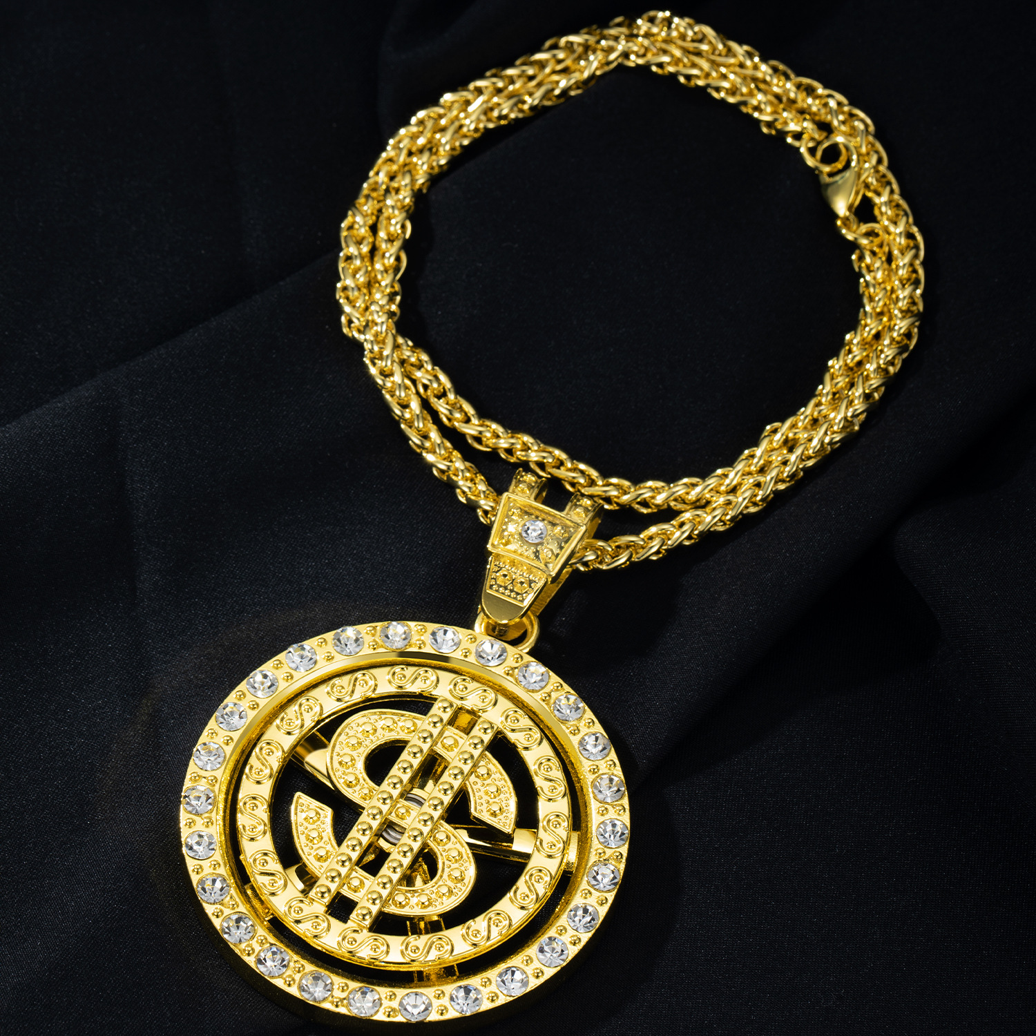 Hip-Hop Dollar Iron Zinc Alloy Diamond Men's Pendant Necklace Necklace Pendant Men Pendant Necklaces display picture 11