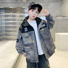 男童春装拼迷彩外套2025新款中大童春季儿童春秋男孩夹克上衣休闲