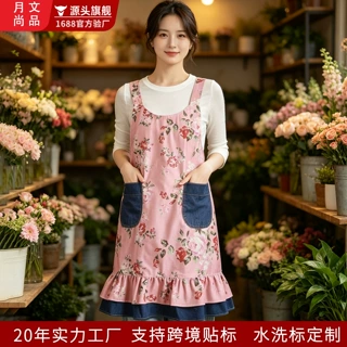 围裙家用厨房家居服 围裙新款网红爆款长款做饭围腰夏季动薄款