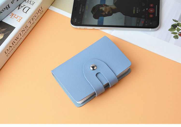 Pu Leather Material Unisex Solid Color Pu Leather Hidden Buckle Card Holders