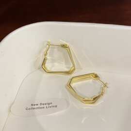 高级感几何重叠耳环个性网红同款耳扣小众设计中性风多边形耳饰潮