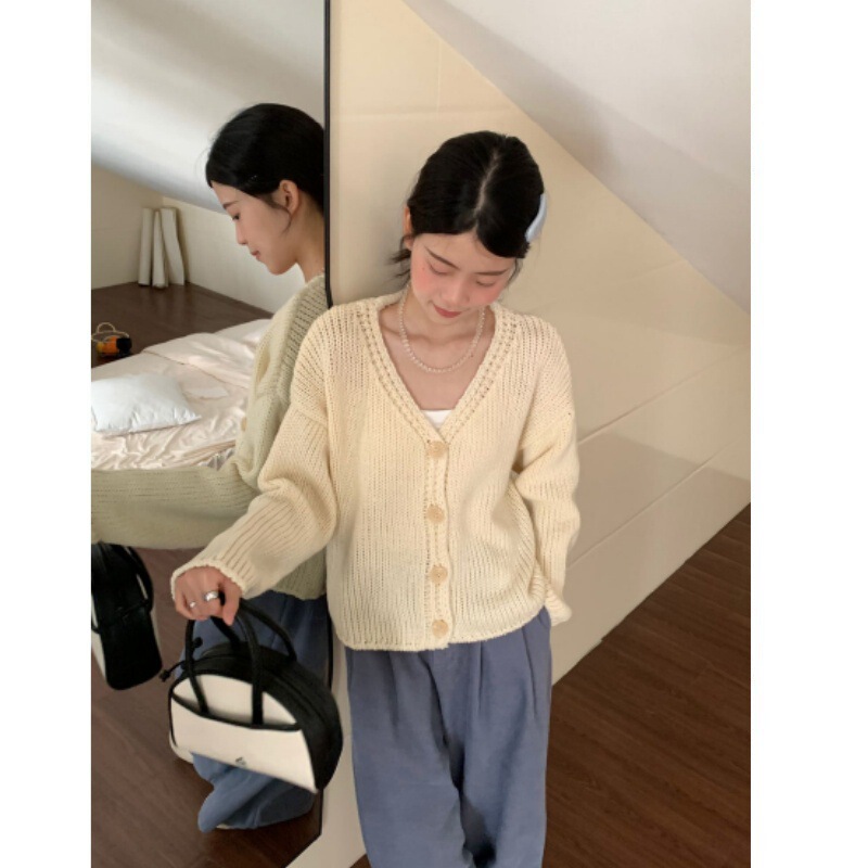 软糯羊毛针织开衫女2025秋冬外搭重磅慵懒风百搭毛衣外套上衣女|undefined