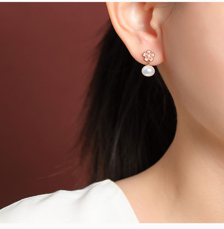 Bông tai bạc S925 mạ vàng đính đá thủy ngọc mật ong hình giọt nước — Mật ong sáp chi tiết 11