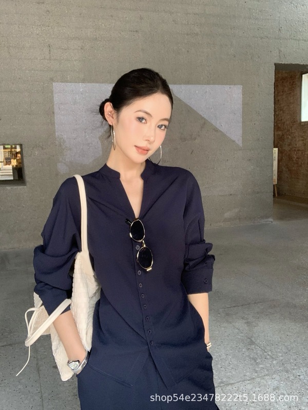 极简老钱风时尚套装时尚时髦衬衫长袖显瘦高腰系带休闲裤气质优雅|undefined