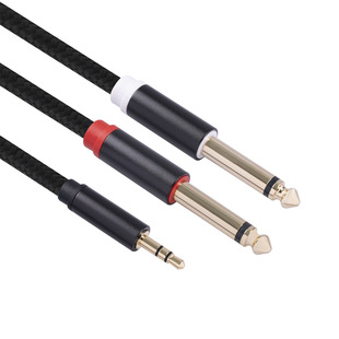 Aluminum Alloy Gold Plated Head Stereo Shielding Cable Computer with Sound Desk 3.5 to Double 6.35 Large Two-Core Audio Cable