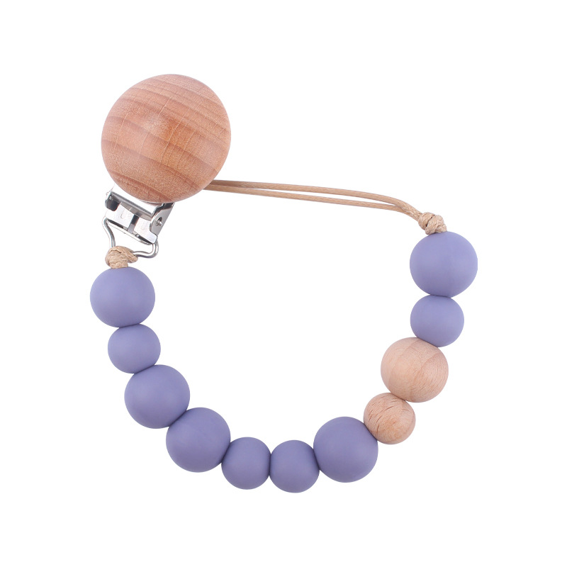 Suministros para bebés calmante clip de chupete de haya cuentas de silicona para bebés mordedura Cadena de chupete cadena anti-caída Nuevo Amazon