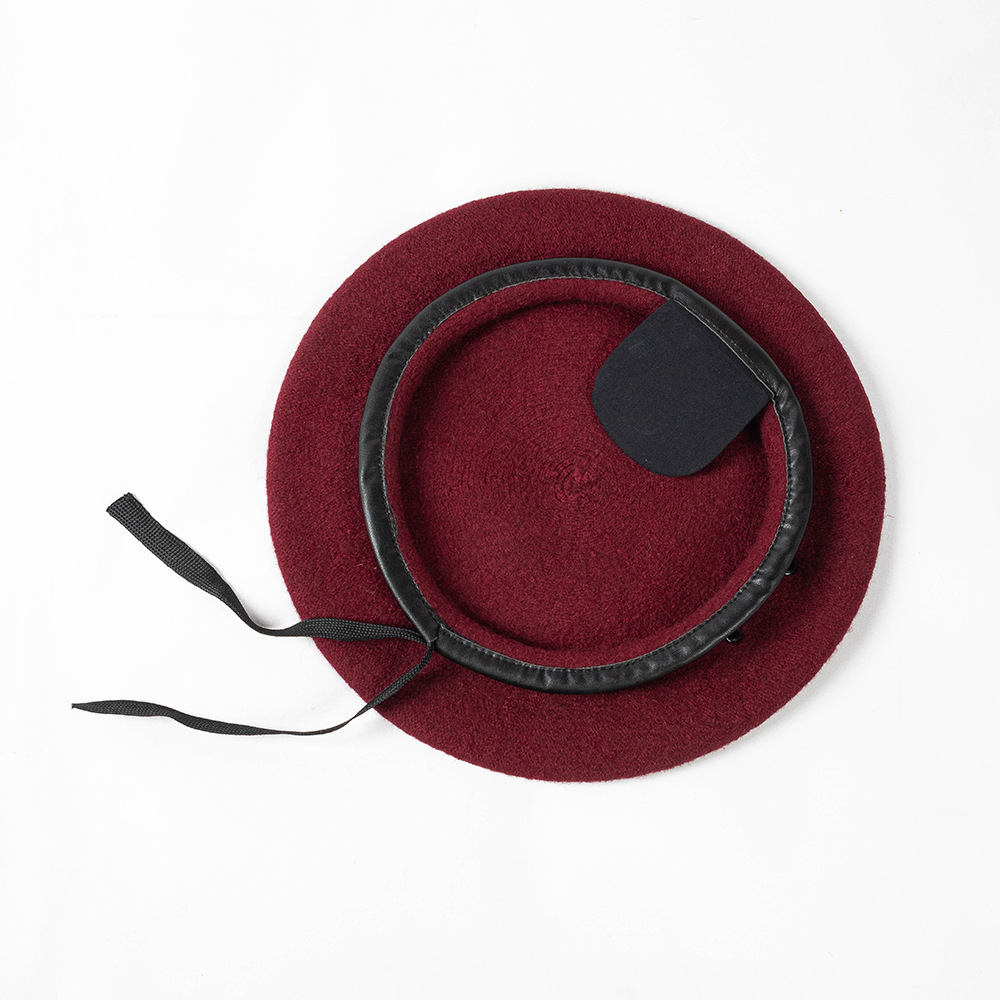 Otoño y invierno lana caliente boina profesional simple cubierta de cuero PU sombrero profesional ajustable cordón sombrero de seguridad