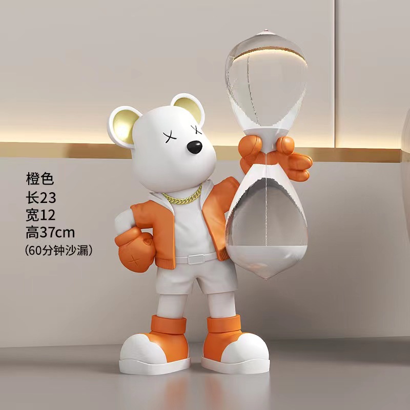 Creative violent bear hourglass quicksand bottle desktop decoration coffee table bookcase hallway wine cabinet home decoration birthday gift