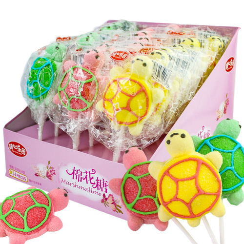 Multi-style cotton candy animal-shaped lollipops, turtles and sheep, children's soft candy, creative cartoon wholesale soft candy