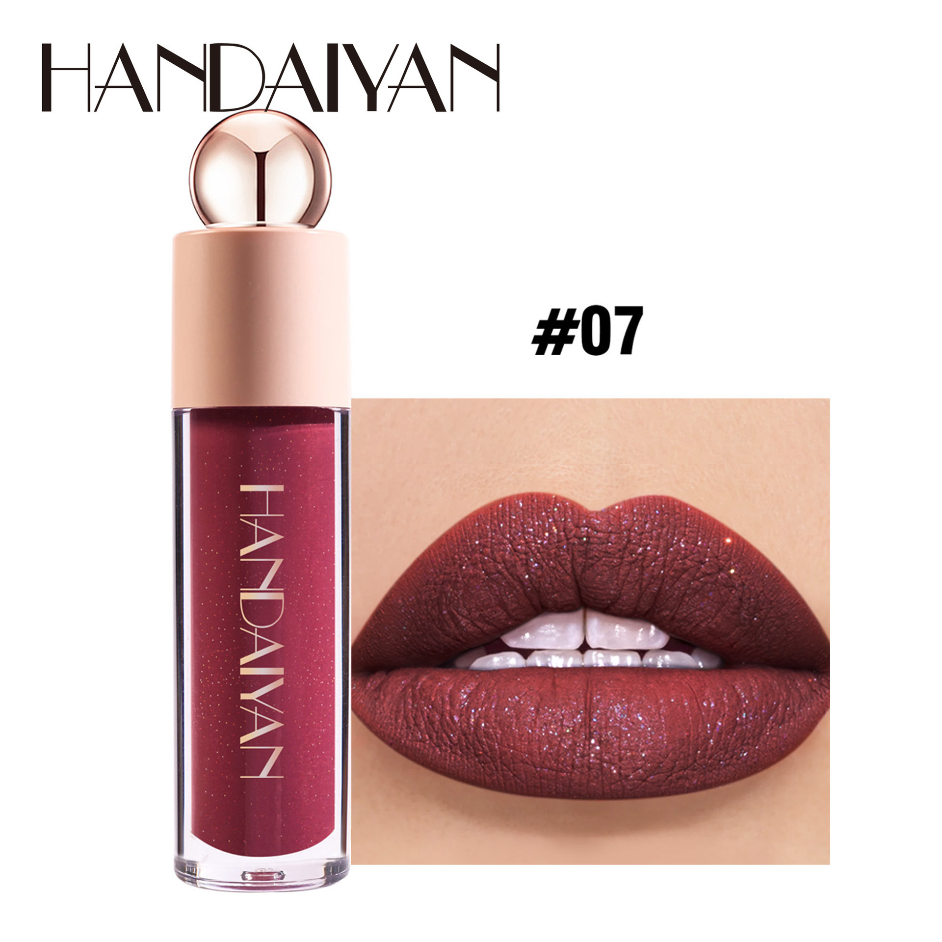 Gloss labial perla 8 colores lápiz labial líquido Handaiyan brillo labial impermeable duradero esmalte labial transfronterizo