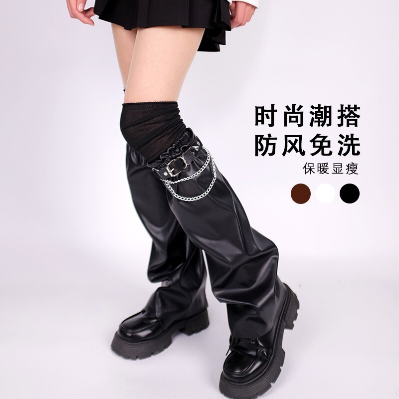 Original New Y2K Millennium Style Sock Covers, Black Sweet and Cool Socks, Hot Girl Leather Chain Leg Covers, Punk Trendy Ins Socks Original New Y2K Millennium Style Sock Covers, Black Sweet and Cool Socks, Hot Girl Leather Chain Leg Covers, Punk Trendy Ins Socks