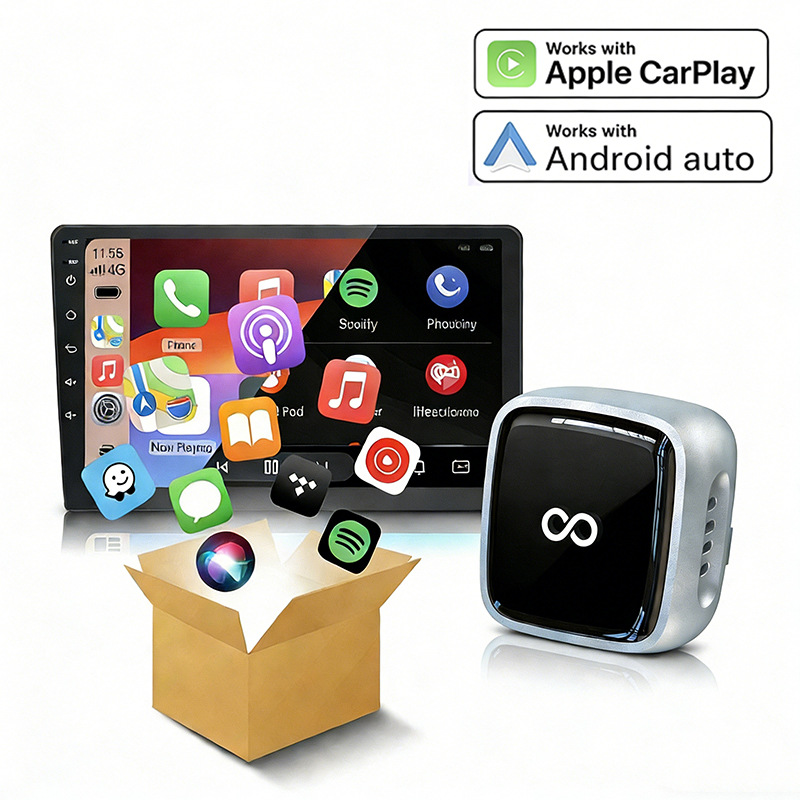 Cross-Border 2-in-1 Carplay Box Wired to Wireless Android Auto Adapter Car-Machine Interconnection Box