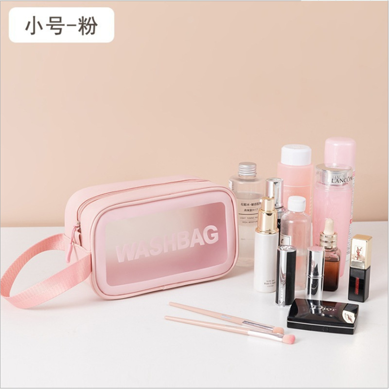Bolsa de cosméticos transparente transfronteriza bolsa de almacenamiento impermeable de alta capacidad bolsa de lavado de maquillaje portátil PU
