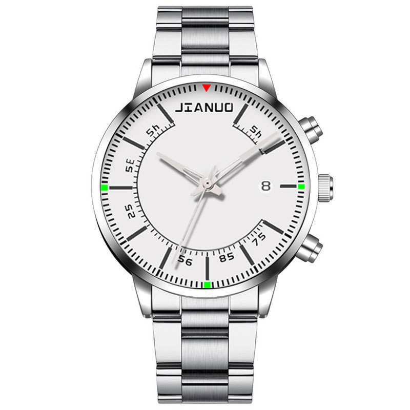 Reloj de correa de acero de negocios para hombres de comercio exterior Escala de moda con calendario reloj de cuarzo de aleación reloj de oro grande creativo de moda coreana