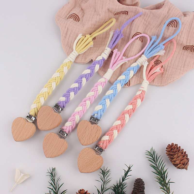 Macrame chupete de color tejido cadena anti-caída juguete recién nacido mordedor cuerda anti-caída