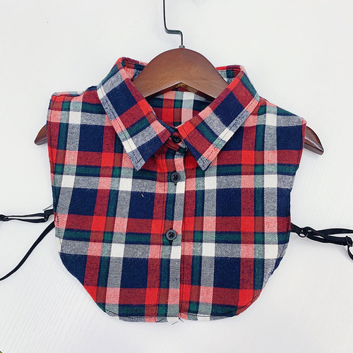 Cotton Plaid Fake detachable Collar for Lapel Plaid half Shirt dickey Collar for unisex