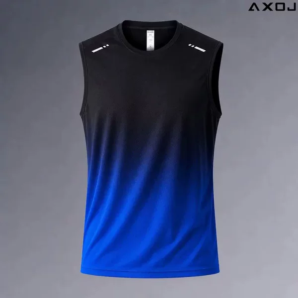 Men's Quick-Drying Vest with Gradient Stripes for Sports, Fitness, Running, and Training, Breathable Sleeveless Top Cross-Border-Pod