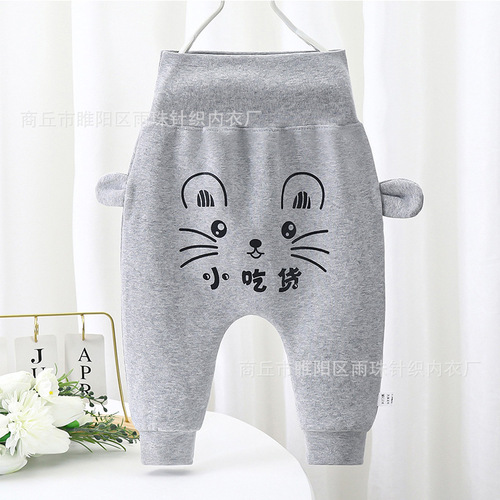 New  Baby Pants Autumn/Winter Thick Casual Long Pants for Boys and Girls, Large Hip Baby Pants, High-Waisted Belly-Protecting Pants, Fashion