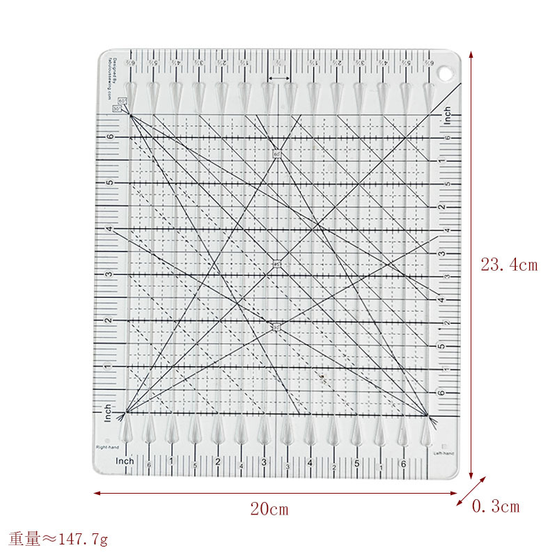 Regla de diseño de ropa Regla de mosaico de costura de forma especial de acrílico 90 ° Tela de corte Colección de plantillas de mosaico de doble regla