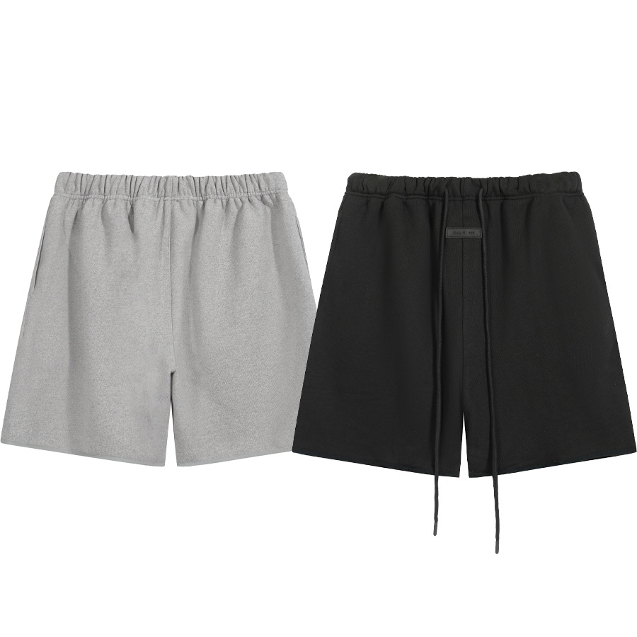 FEAR OF GOD ESSENTIALS FOG Pantalones cortos casuales sueltos con cordón de vello