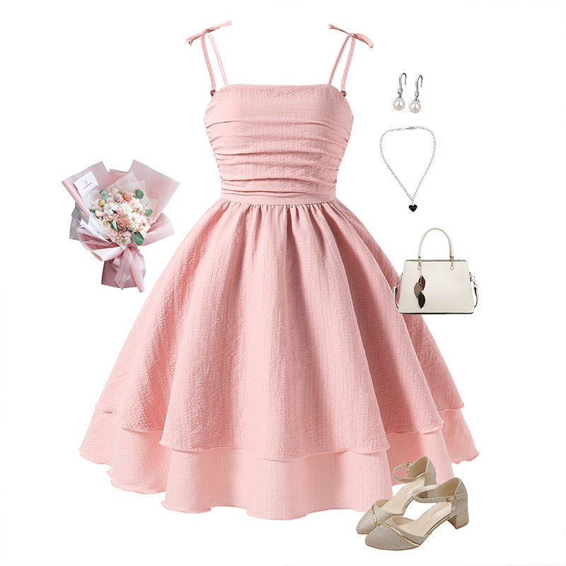 Girls' Dresses Cross-Border Children's Clothing 2025 European and American Spring and Summer Amazon Popular Suspender Princess Dress