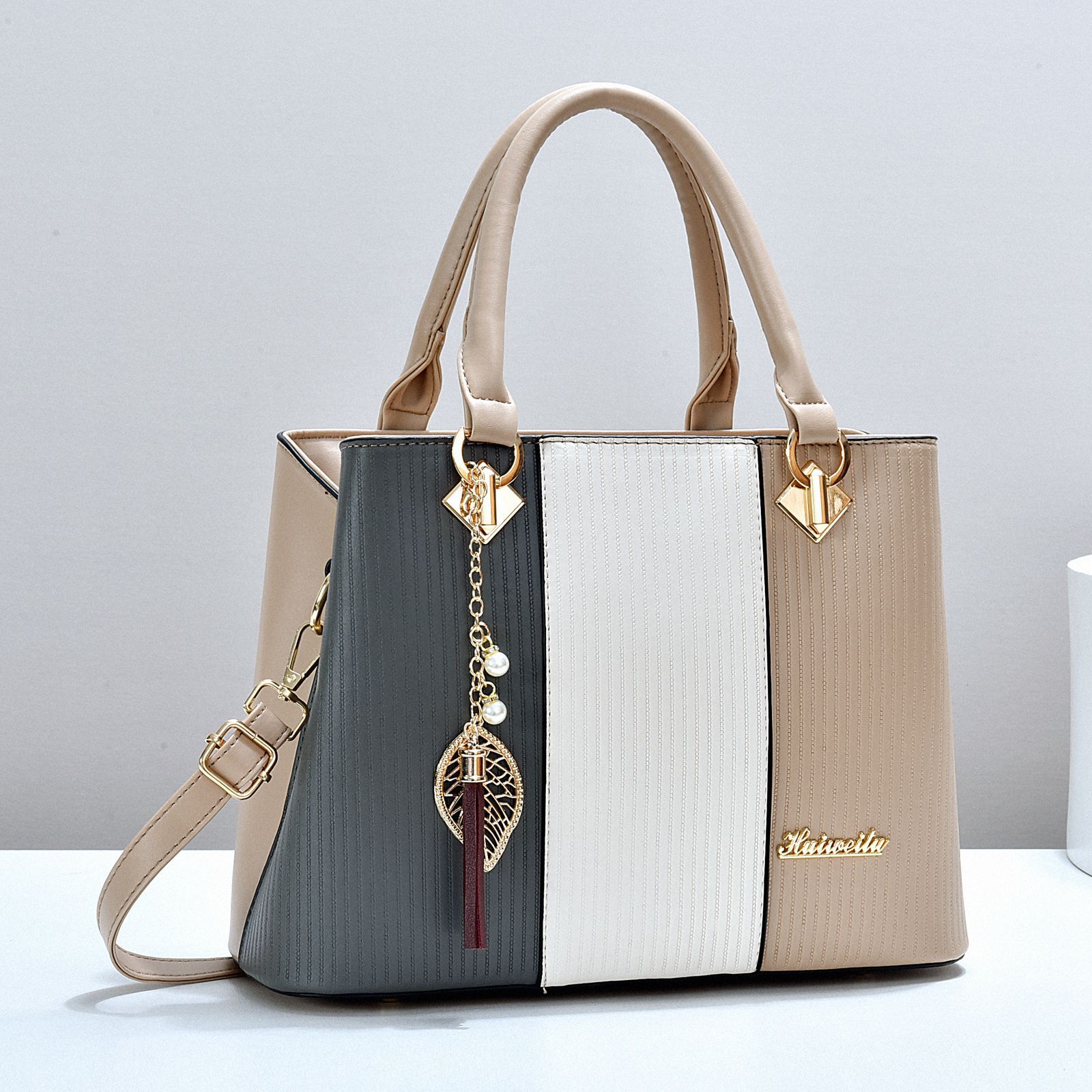 Color Block Women's Fashion Trend Handbag PU Shoulder Crossbody Large Capacity Bag Bags_voghion.com