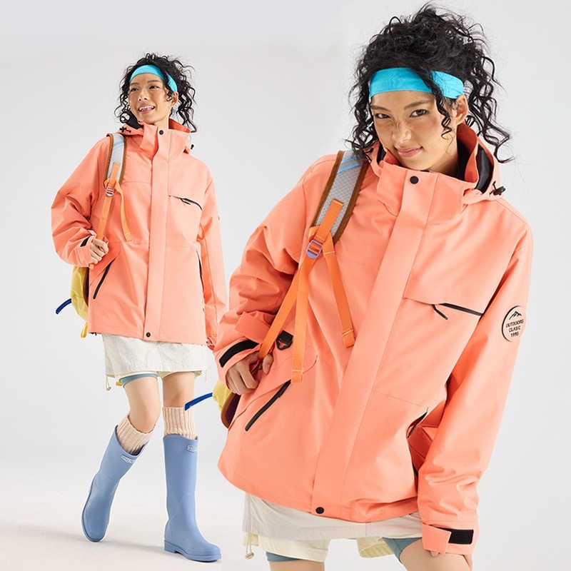 Luo Duo の女性用ジャケット、男性用スリーインワン防風、防水、暖かい 2 点セット、25 新しい小柄な登山服|undefined