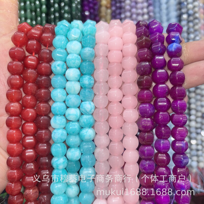 9X11Mm Natural Stone Hexagonal Lantern Beads Loose Beads DIY Bracelet Necklace Jewelry Accessories Semi-Finished Beads Wholesale