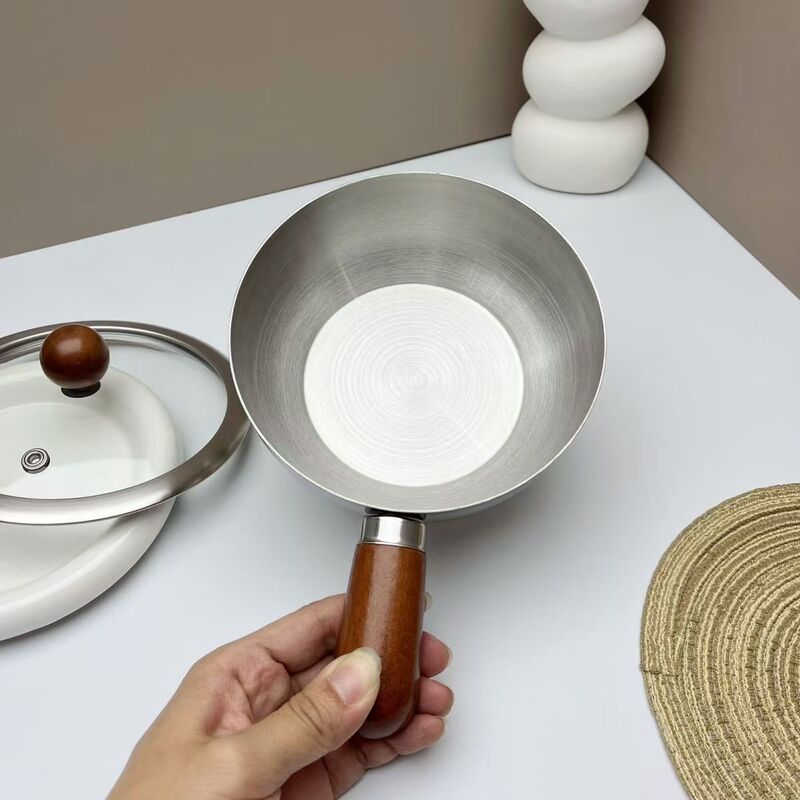 不锈钢泡面锅胡桃木手柄辅食锅汤锅沙拉碗迷你奶锅家用一人食小锅|undefined