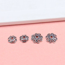 S925纯银配饰 镂空6m8m12m花托DIY手工手链串珠泰银配件材料批发