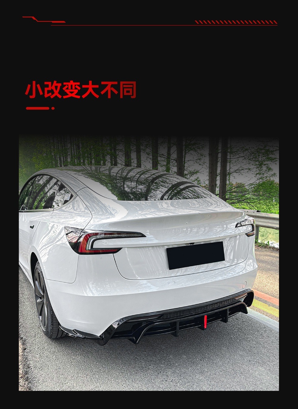 Suitable for 2024+ Tesla Tesla Model3 Pilot Light Tail Lip Rear Lip Blade Spoiler Cross-Border Modification