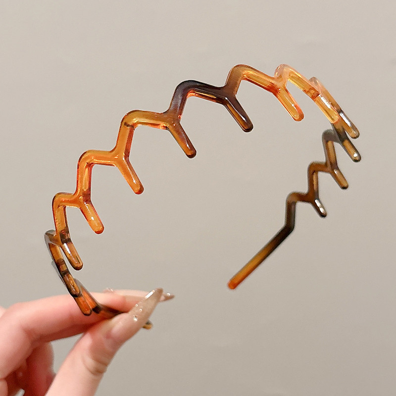 Dulce malla de perlas negras onduladas bandas de cabello para mujeres de alto nivel de sensación de cabello flojo raíz clip de cabello alto cráneo cara pequeña bandas de cabeza