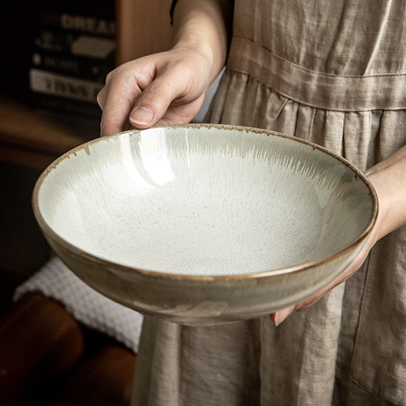 Retro Gradiente Douga Bowl 8 pulgadas tazón de platos de cerámica tazón de ensalada tazón de fideos práctico tazón de sopa tazón exportación transfronteriza