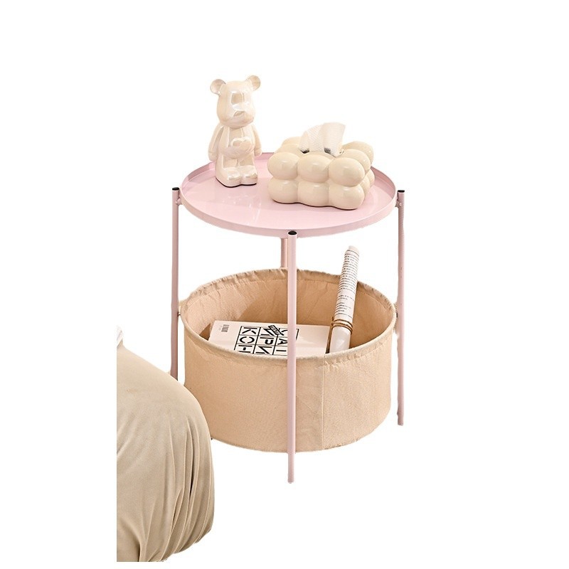 Hierro forjado nórdico sin anillo de hierro bolsa de tela mesa de bandeja de almacenamiento sofá frente a la cama unos pocos modernos simples y lujosos pequeñas mesas redondas