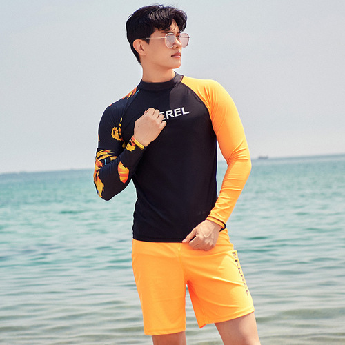BREREL Korean wetsuit, men's split swimsuit, five-quarter pants suit, long-sleeved quick-drying sportswear, beach suit