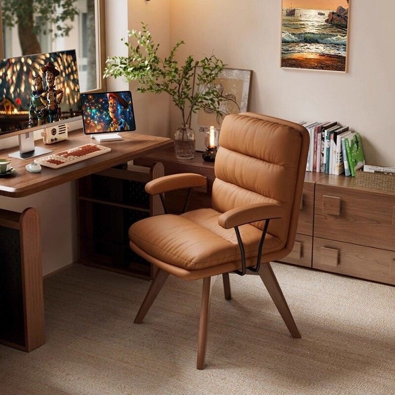 Home-use solid wood swivel computer chair, comfortable for long-term sitting, office makeup chair, bedroom chair with backrest, study chair Home-use solid wood swivel computer chair, comfortable for long-term sitting, office makeup chair, bedroom chair with backrest, study chair