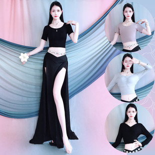 Belly Dance Clothing 2025 Practice Clothing Simple Modal Top Double Slit Long Skirt Suit Oriental Dance Clothing Kidsren