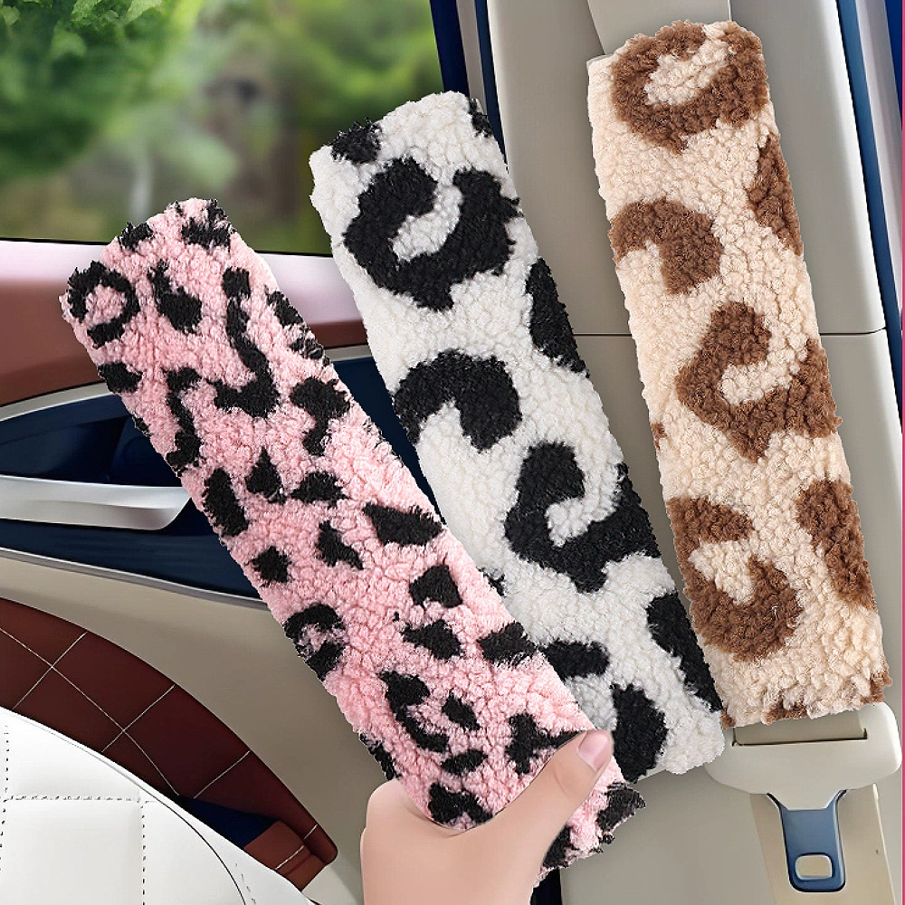 Леопардовый ремень безопасности чехол на плечо милый мультфильм плюшевый автомобильный предохранитель с защитным чехол женский автомобиль внутренняя отделка